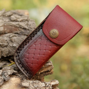 Cuchillo de Bolsillo Burraq Hecho a Mano con Acero de Damasco, Hoja de Punta Caída de 7 Pulgadas de Largo Total, Funda de Cuero para Regalos y Uso en Exteriores - Product Image 5