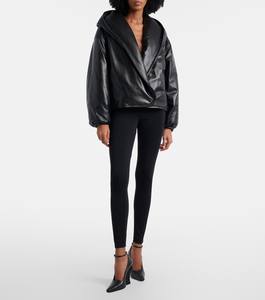 Blouson Bomber Noir en Cuir pour Femme, Style Oversize Enveloppant, Manteau Rembourré Hiver, Vêtement d'extérieur Décontracté USA - Product Image 5
