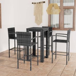 5 pezzi di Poly Rattan grigio Patio Bar Set con bracciolo durevole mobili da esterno - Product Image 1