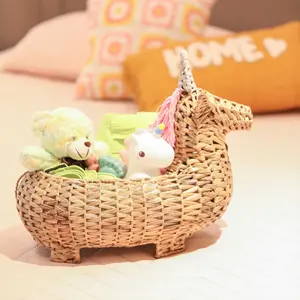 Gorgeous Handmade Water Hyacinth Lion Shape Storage Basket Wicker Animal Design Organizer <b>Bin</b> For Kids Toy Nursery Kid Playroom - Product Image 4