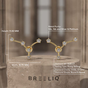 Boucles d'oreilles en or 14 carats avec diamants, élégantes puces d'oreilles en forme de grappe d'étoiles pour femmes, bijoux célestes étincelants avec diamants de laboratoire, cadeau unique - Product Image 5