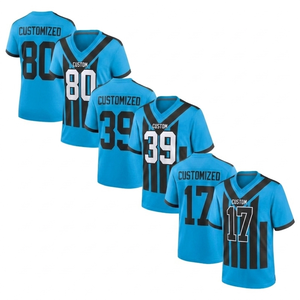 Camiseta de fútbol americano personalizada, transpirable, azul cielo y negra, uniforme de fútbol americano personalizado, ropa de entrenamiento deportiva para hombre - Product Image 1