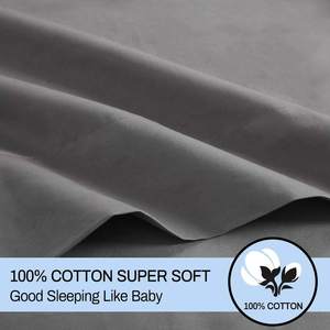 Parure de draps imprimés 100 % coton moderne, 100 fils/cm², gris uni, 3 pièces, respirante, tricotée, taille complète, qualité usage domestique, écologique - Product Image 4