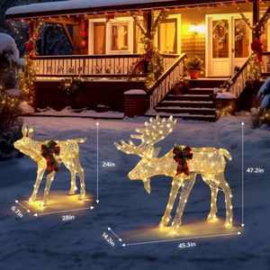 4ft 30V 3.6W famiglia Moose 200LED stringa di pelle luce giardino alce decorazione 2 pezzi luci dorate di natale - Product Image 4