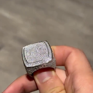 Iced Out <b>Ring</b> 925 Sterling <b>Silver</b> VVS Moissanite Diamond Luxury Hip Hop Bling Pave Statement <b>Men</b> Women <b>Ring</b> - Product Image 1