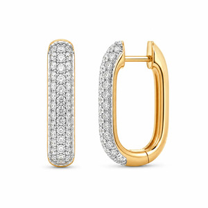 Pendientes de Aro Curvos Dorados con Diamantes - Product Image 2