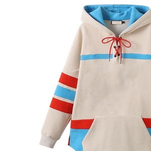 Sudadera con capucha extragrande para mujer, estilo universitario, con bloques de color, manga larga, con bolsillos y cordones frontales, ropa informal de otoño - Product Image 4
