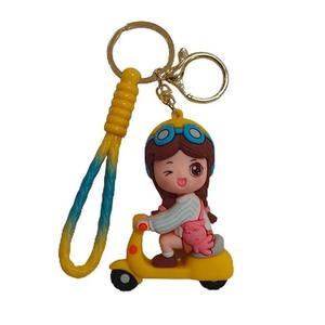 Cute Cartoon Rubber Electric Bike <b>Keychain</b>-Durable & Eco-Friendly for Bags & Keys Bike Lovers - Product Image 1