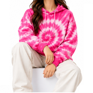 <b>Womens</b> Tie Dye <b>Hoodie</b> Kangaroo Pocket Cotton Fleece Regular Fit Ice Dye <b>Soft</b> Custom Casual Fashion Bulk Garment Factory EAZWEARS - Product Image 5
