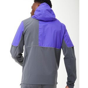 Custom Men's Lightweight Zip-up Casual Sports Running Jacket Waterproof Outdoor Hiking Colour <b>Block</b> Windbreaker Jacket - Product Image 2