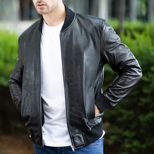 Nueva Chaqueta Negra con Cierre y Logotipo Personalizado para Hombre, Cuello Redondo, Chaqueta de Cuero para Hombre, Chaquetas de Alta Calidad para Invierno - Product Image 5