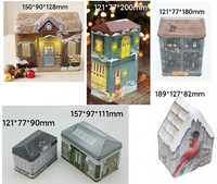 Boîte en fer blanc personnalisée de qualité alimentaire, surface brillante, en forme de maison, pour emballage de biscuits, chocolats, bonbons, gâteaux, cadeaux de Noël