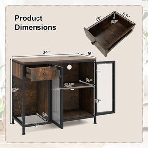 Rustic <b>Brown</b> Coffee Bar <b>Table</b> with Storage Drawer RGB LED and Power Outlet Elegant Home Furniture Cabinet - Product Image 6