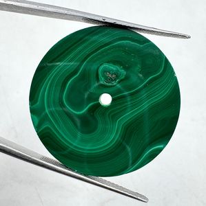Natural Malachite Watch Dial : 31.50 mm Round One Sided Polished Watch <b>Face</b> - Product Image 2