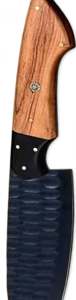 Cuchillo de chef Santoku de acero al carbono negro forjado a mano con mango de madera de olivo/nogal - Product Image 4