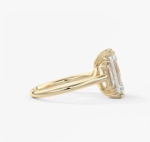 Moissanite <b>Emerald</b> Cut 10x14mm Bridal <b>Ring</b> 925 Sterling <b>Silver</b> Yellow Gold Plated Elegant Solitaire Engagement Anniversary Prong - Product Image 3