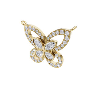 Colgante de boda Aarinya para mujer con diamantes cultivados en laboratorio, chapado en oro de 9K, con diseño de mariposa y corte marquesa, pera y redondo. - Product Image 5