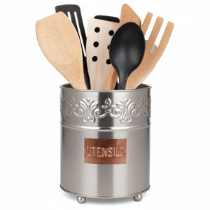 Support à couverts en métal argenté de qualité supérieure avec plateau et 3 compartiments pour l'organisation de la cuisine - Vente en gros - Product Image 2