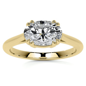 Anillo de compromiso solitario de oro macizo de 14k/18k con diamante ovalado cultivado en laboratorio de corte East-West, calidad VS1, VVS1, para mujer. - Product Image 2