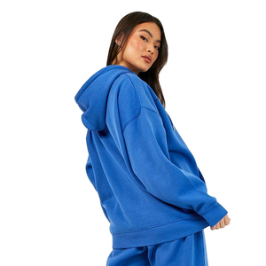 Survêtement d'hiver personnalisable OEM pour femme, grande taille, respirant, avec capuche, logo imprimé, pantalon de survêtement 100 % coton uni - Product Image 3