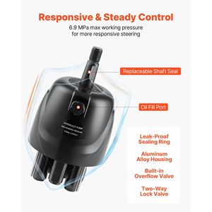 Kit Sistema di Sterzo Idraulico Marino per Imbarcazioni da 200 CV, Pompa Timone a Blocco Bidirezionale 6.9 MPa, Cilindro e Accessori - Product Image 3