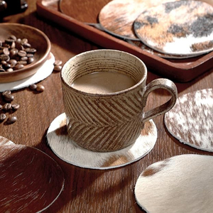 12 sous-verres ronds en cuir de vachette naturel pour tasses à thé, décoration de salon, bureau - Product Image 2