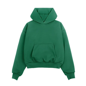 Sweat-shirt à capuche vert 100 % coton pour homme – Haut décontracté en molleton de coton avec poche kangourou sur le devant - Product Image 1