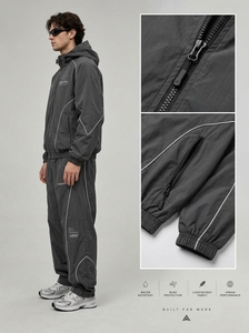 Conjunto Deportivo de Chaqueta Cortavientos con Capucha Gris para Hombre, Ropa Deportiva Ligera para Correr, Venta al Por Mayor - Product Image 3