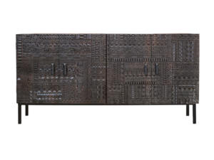 Aparador de Comedor Moderno y Contemporáneo, Estilo Rústico, Madera Sólida, Color Negro, Mueble para Sala de Estar - Product Image 3