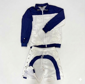 High Quality Trending Fashion Custom Embroidered Men Zip Front Polyester Nylon Windbreaker Shorts Co Ord Sportswear <b>Set</b> - Product Image 1
