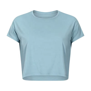 Women's Summer Fashion Regular Fit Full Sleeve O-Neck Jersey <b>Crop</b> <b>Top</b> Gym Fitness Workout Streetwear Running 100% Cotton - Product Image 4