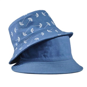 Blue Printed Bucket <b>Hat</b> Unisex Cotton Breathable Spring Summer Casual Adult 56-58CM - Product Image 2