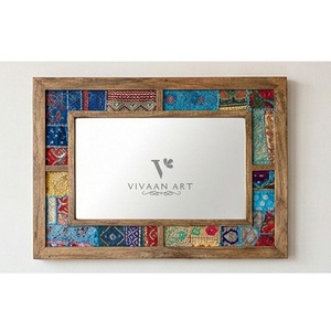 Miroir mural décoratif Art Déco contemporain en bois, écologique et fait main, pour entrée, salon, chambre, salle de bain - Product Image 3