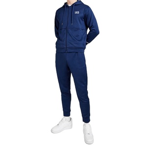 High Quality Wholesale Men's Plain Custom Logo Zipper Hoodie With Matching Trousers Pants Tracksuit Sets - Product Image 1