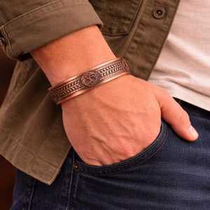 Vintage <b>Copper</b> Alloy Cuff Bracelet Men's Antique Plated Plant Pattern Jewelry men women <b>copper</b> jewelry - Product Image 1