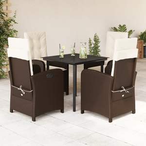 Ensemble de 4 tables et chaises de jardin en rotin PE brun avec pieds réglables pour repas en plein air - Product Image 1