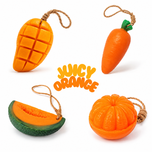 Savon artisanal en forme de carotte, parfumé à l'orange, avec cordelette de suspension, cadeau de bain créatif, savon en forme pour enfants, vente en gros - Product Image 4