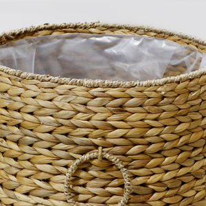 Natural Water Hyacinth <b>Planter</b> Basket with <b>Plastic</b> Liner Rustic & Traditional Design for Indoor Floor Use Home Decoration - Product Image 4