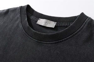 T-shirt unisexe en coton à col rond, couleur unie, imprimé par transfert thermique, coupe classique, respirant, style vintage, grammage lourd, personnalisable pour grossistes - Product Image 5