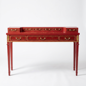 Red Luxury Chinese Style Wood <b>Console</b> <b>Table</b> with <b>Storage</b> Drawers and Gold Accents for Entryway or Living Room - Product Image 1