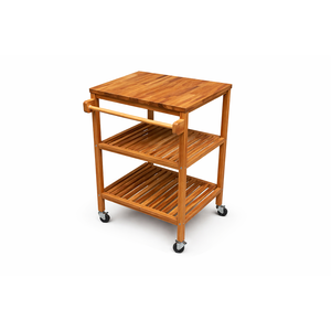 Modern Acacia Wood Kitchen Cart with Metal <b>Frame</b> 3-Tier Rolling Storage Trolley <b>Square</b> Utility Serving Cart OEM ODM Factory - Product Image 1