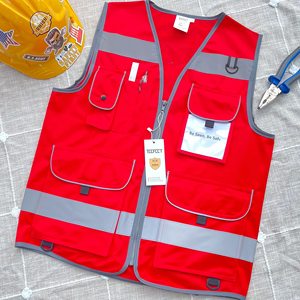 เสื้อกั๊กนิรภัยสะท้อนแสงแบบมีซิป หลายกระเป๋า สำหรับงานก่อสร้าง ควบคุมการจราจร สกรีนโลโก้ตามสั่งจากโรงงาน - Product Image 5