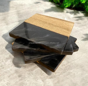 Posavasos cuadrado superior Suministro Nueva llegada Posavasos cuadrados de resina epoxi de madera de acacia Diseño único para el hogar, fiesta - Product Image 3