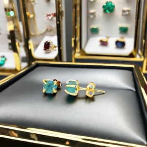 Natural Apatite <b>Stud</b> Earrings 5-7mm 925 Sterling <b>Silver</b> Handmade Gemstone Jewelry Elegant Everyday Gift - Product Image 4