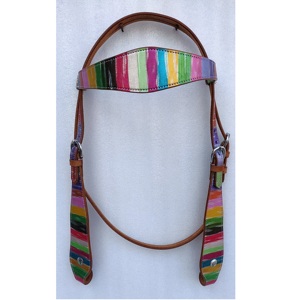 Brida Sidepull sin Bocado de Cuero para Caballo, Estilo Western Inglés, con Riendas, Negra, Variedad de Colores Disponibles - Product Image 1