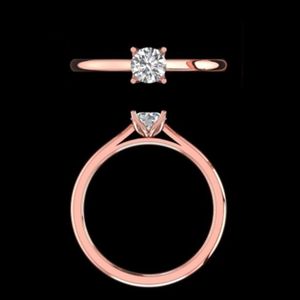 Bague de fiançailles solitaire en diamant taille brillant rond, or rose 18 carats, pierre centrale 0,50 carat, bijou de mariée minimaliste, cadeau - Product Image 3