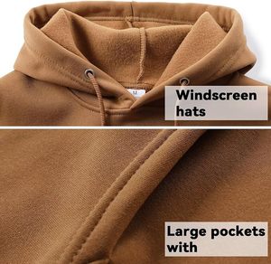 Ensemble survêtement décontracté en coton respirant à capuche marron avec demi-fermeture éclair et pantalon de jogging couleur unie - Product Image 4