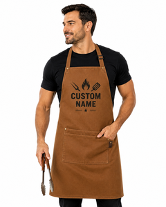 Delantal de Barbacoa Personalizado con Logotipo para Hombre, Delantal de Cocina Resistente de Lona, Delantal de Chef Ajustable y Personalizado con Bolsillo Frontal - Product Image 2