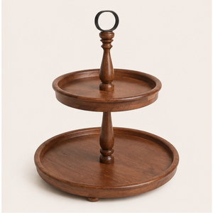 Wholesale Rustic 2 Tier Wooden Cake Stand & Mango Wood Tiered Serving Tray for Wedding Dessert Display Cupcake <b>Tower</b> <b>Kitchen</b> Use - Product Image 4