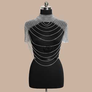 Armure de mode en maille d'acier inoxydable plaqué argent, forme irrégulière, design soudé - Product Image 2